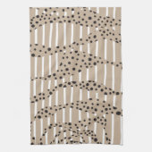 Spots and Stripes 2 - Taupe, Black en White Theedoek (Verticaal)