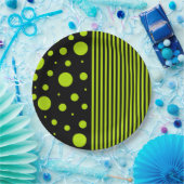 Spots and Stripes - Lime Green Papieren Bordje (Feest)