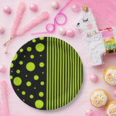 Spots and Stripes - Lime Green Papieren Bordje (Feest)