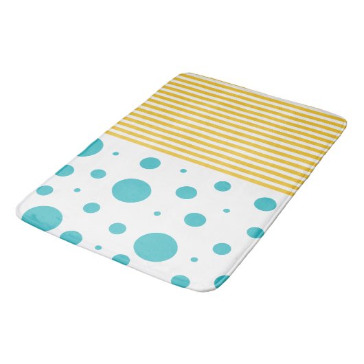 Spots and Stripes - Turquoise en Yellow Badmat (Gekanteld)