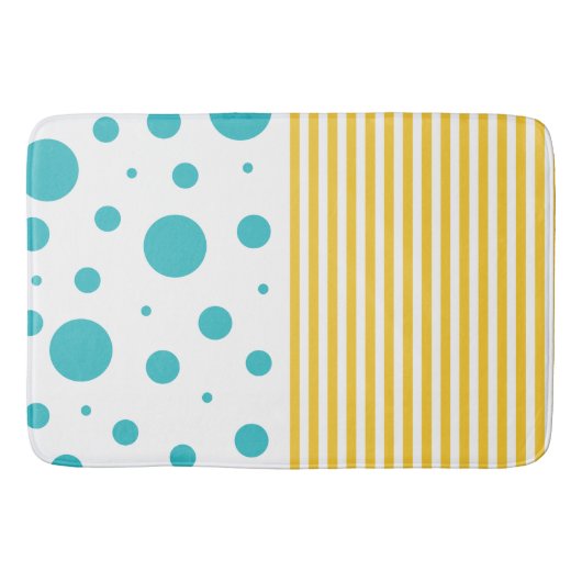 Spots and Stripes - Turquoise en Yellow Badmat (Voorkant)