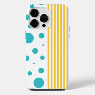 Spots and Stripes - Turquoise en Yellow iPhone 14 Pro Max Hoesje