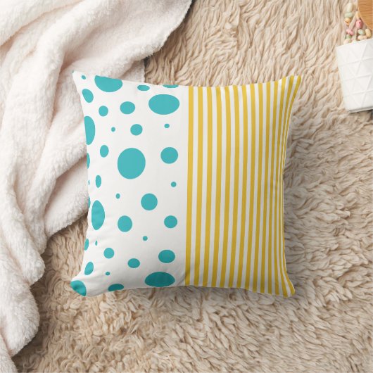 Spots and Stripes - Turquoise en Yellow Kussen (Deken)