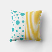 Spots and Stripes - Turquoise en Yellow Kussen (Achterkant)