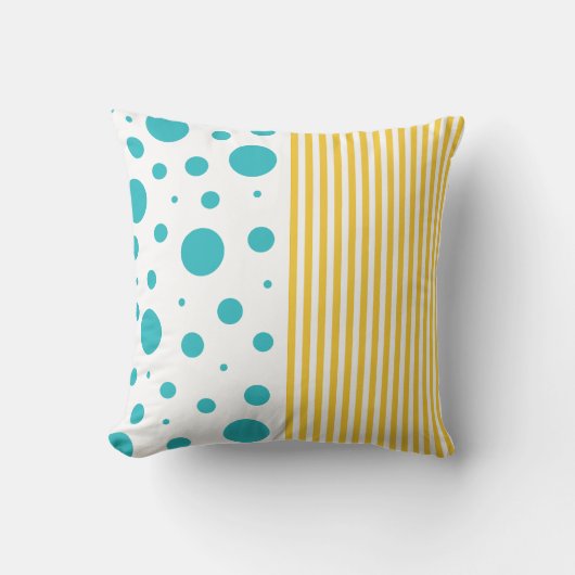 Spots and Stripes - Turquoise en Yellow Kussen (Voorkant)