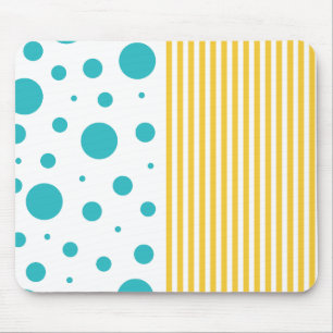 Spots and Stripes - Turquoise en Yellow Muismat