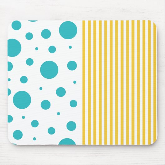Spots and Stripes - Turquoise en Yellow Muismat (Voorkant)