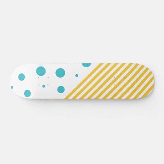 Spots and Stripes - Turquoise en Yellow Persoonlijk Skateboard (Horizontaal)