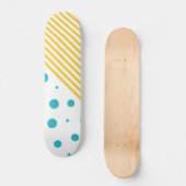 Spots and Stripes - Turquoise en Yellow Persoonlijk Skateboard (Voorkant)