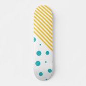 Spots and Stripes - Turquoise en Yellow Persoonlijk Skateboard (Voorkant)