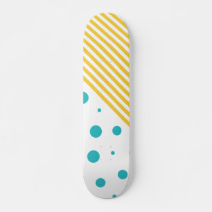 Spots and Stripes - Turquoise en Yellow Persoonlijk Skateboard
