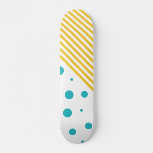 Spots and Stripes - Turquoise en Yellow Persoonlijk Skateboard (Voorkant)