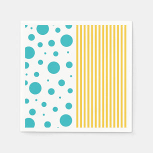 Spots and Stripes - Turquoise en Yellow Servet