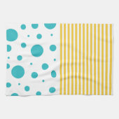 Spots and Stripes - Turquoise en Yellow Theedoek (Horizontaal)