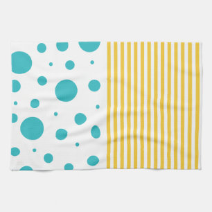Spots and Stripes - Turquoise en Yellow Theedoek