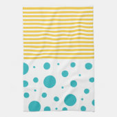 Spots and Stripes - Turquoise en Yellow Theedoek (Verticaal)