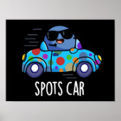 Spots Auto Grappig Sportwagen Pun Donker BG Poster (Voorkant)