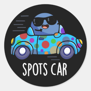 Spots Auto Grappig Sportwagen Pun Donker BG Ronde Sticker