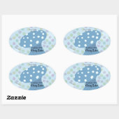 Spots en Stippen Blauwe Paddenstoel Bakkerij Ovale Sticker (Vel)