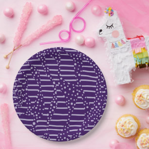 Spots en strepen 2 - Paars Papieren Bordje