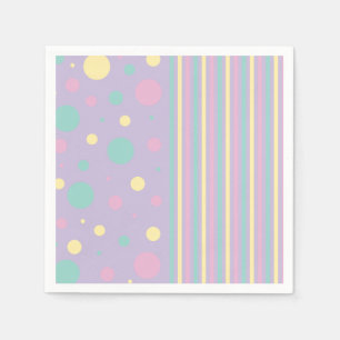 Spots en strepen - Roze, geel, Paars, groen Servet