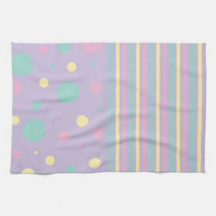 Spots en strepen - Roze, geel, Paars, groen Theedoek