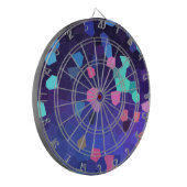 Spots in Blue en Turquoise - mozaïek Dartbord (Voorkant Links)