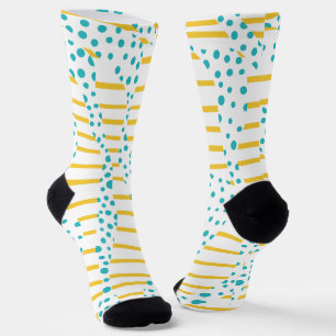 Spots & Strepen 2 in Turquoise, Geel en Wit Sokken