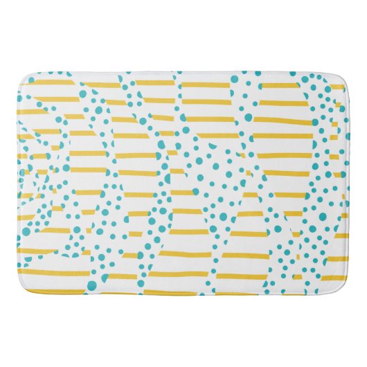 Spots & Stripes 2 in Turquoise, Geel en Wit Badmat (Voorkant)