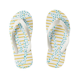 Spots & Stripes 2 in Turquoise, Geel en Wit Kinder Teenslippers