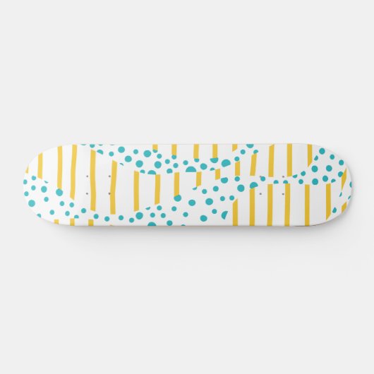 Spots & Stripes 2 in Turquoise, Geel en Wit Persoonlijk Skateboard (Horizontaal)