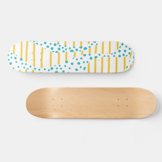 Spots & Stripes 2 in Turquoise, Geel en Wit Persoonlijk Skateboard (Horizontaal)