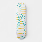 Spots & Stripes 2 in Turquoise, Geel en Wit Persoonlijk Skateboard (Voorkant)