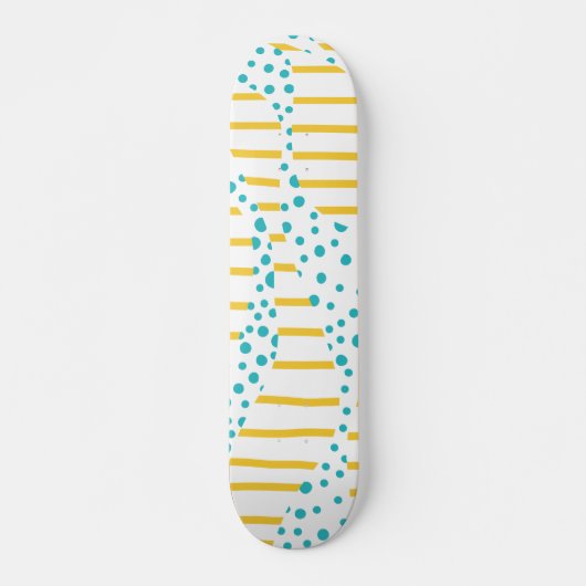 Spots & Stripes 2 in Turquoise, Geel en Wit Persoonlijk Skateboard (Voorkant)