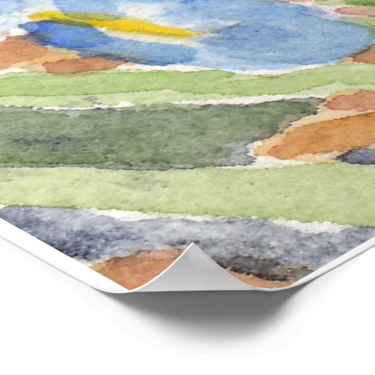 Spotte konijn in Springtime Nederlandse Irises Poster (Hoek)