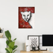 Spotte Leopard zegt: Hey Poster Wall Art (Thuiskantoor)