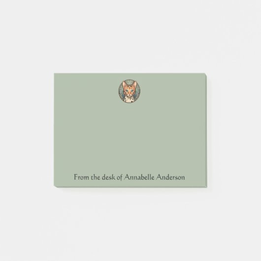 Spotted Art Nouveau Cat Personalize Notes (Voorkant)