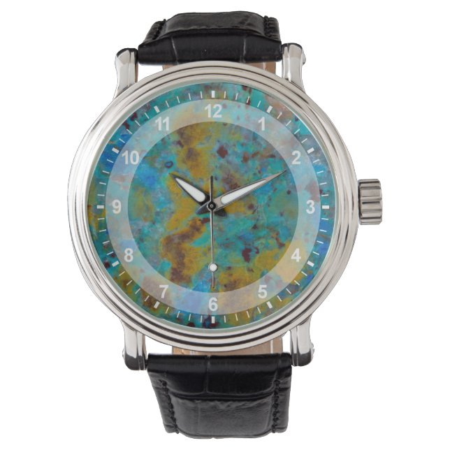 Spotted Blue Chrysocolla Jasper Horloge (Voorkant)
