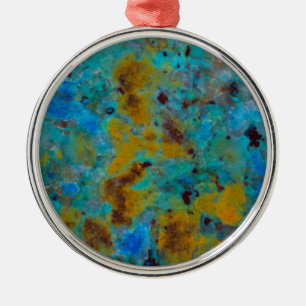 Spotted Blue Chrysocolla Jasper Metalen Ornament