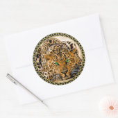 Spotted Bright green eye leopard kijkt naar u Ronde Sticker (Envelop)