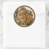 Spotted Bright green eye leopard kijkt naar u Ronde Sticker (Tas)
