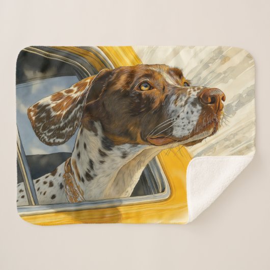Spotted Dog op Car Ride Art Print Sherpa Deken (Voorkant (horizontaal))