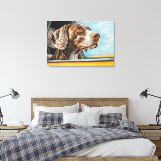 Spotted Dog op een auto-avontuur Art Print (Insitu (Slaapkamer))