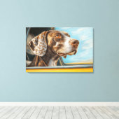 Spotted Dog op een auto-avontuur Art Print (Insitu (Houten vloer))