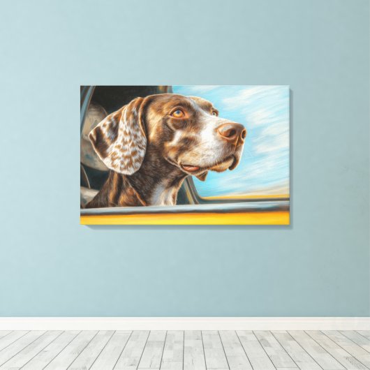 Spotted Dog op een auto-avontuur Art Print (Insitu (Houten vloer))