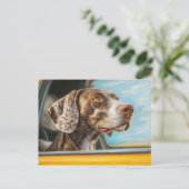 Spotted Dog op een auto-avontuur Art Print Briefkaart (Staand voorkant)