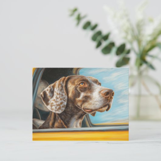 Spotted Dog op een auto-avontuur Art Print Briefkaart (Staand voorkant)