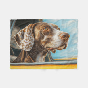 Spotted Dog op een auto-avontuur Art Print Fleece Deken