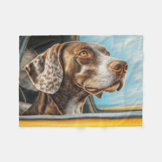 Spotted Dog op een auto-avontuur Art Print Fleece Deken (Voorkant (Horizontaal))
