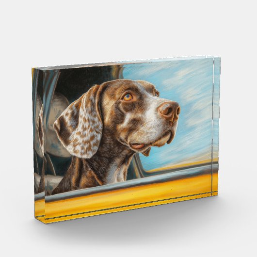 Spotted Dog op een auto-avontuur Art Print Fotoblokken (Links)